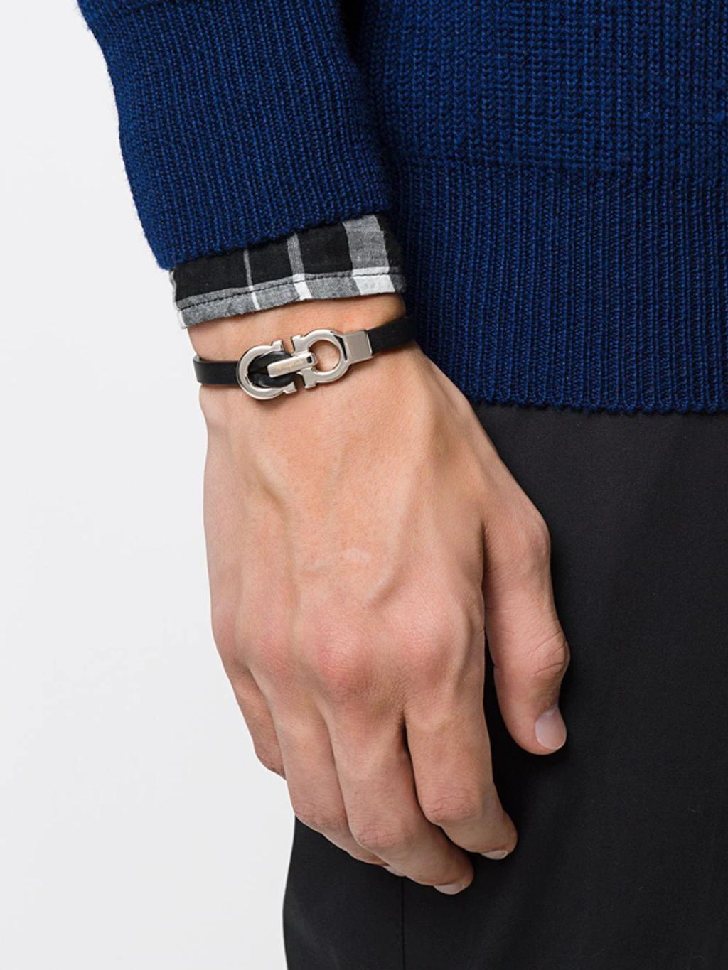 FERRAGAMO Double Gancio Bracelet In Black Product Image