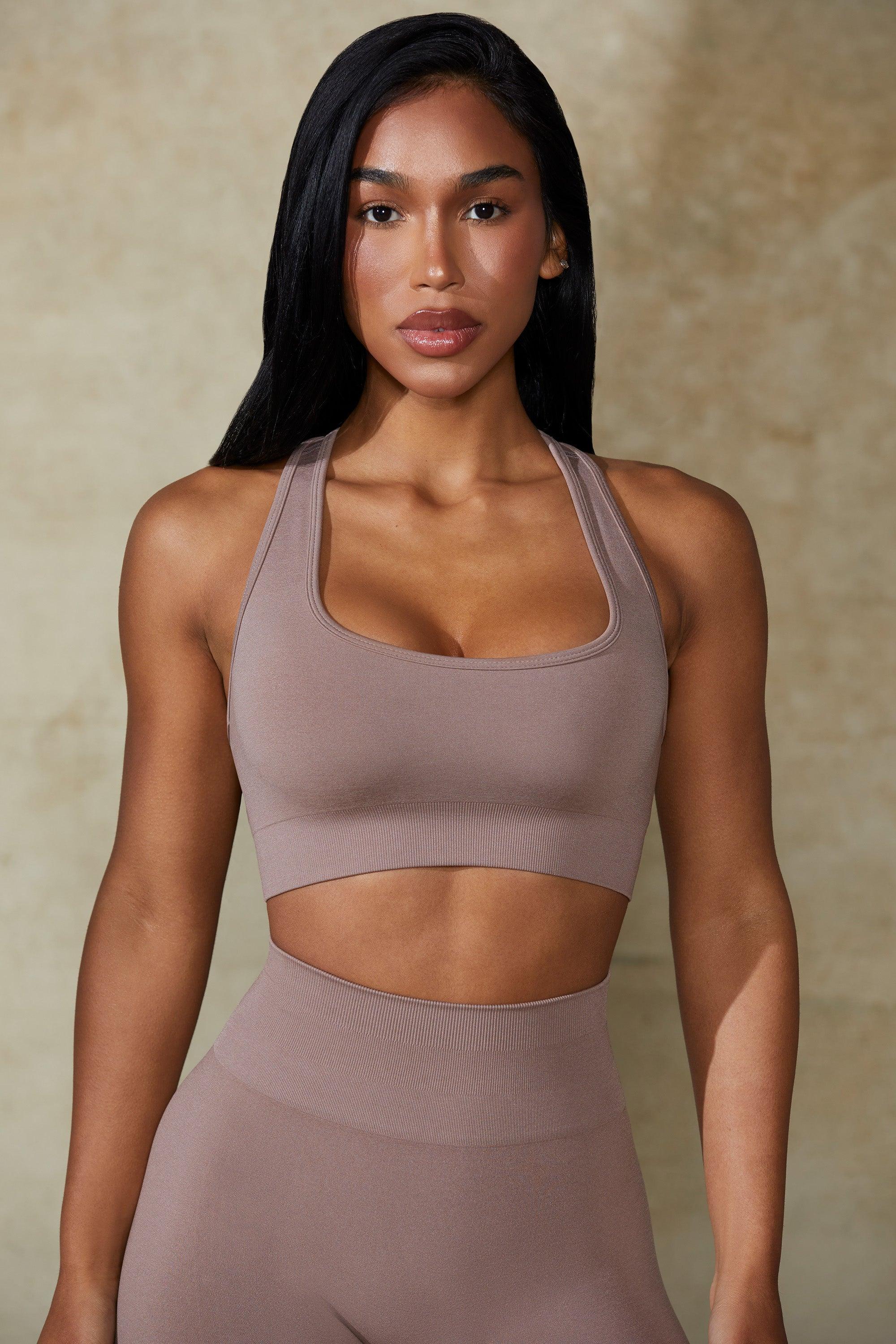 Cut Out Define Luxe Sports Bra in Mocha Product Image