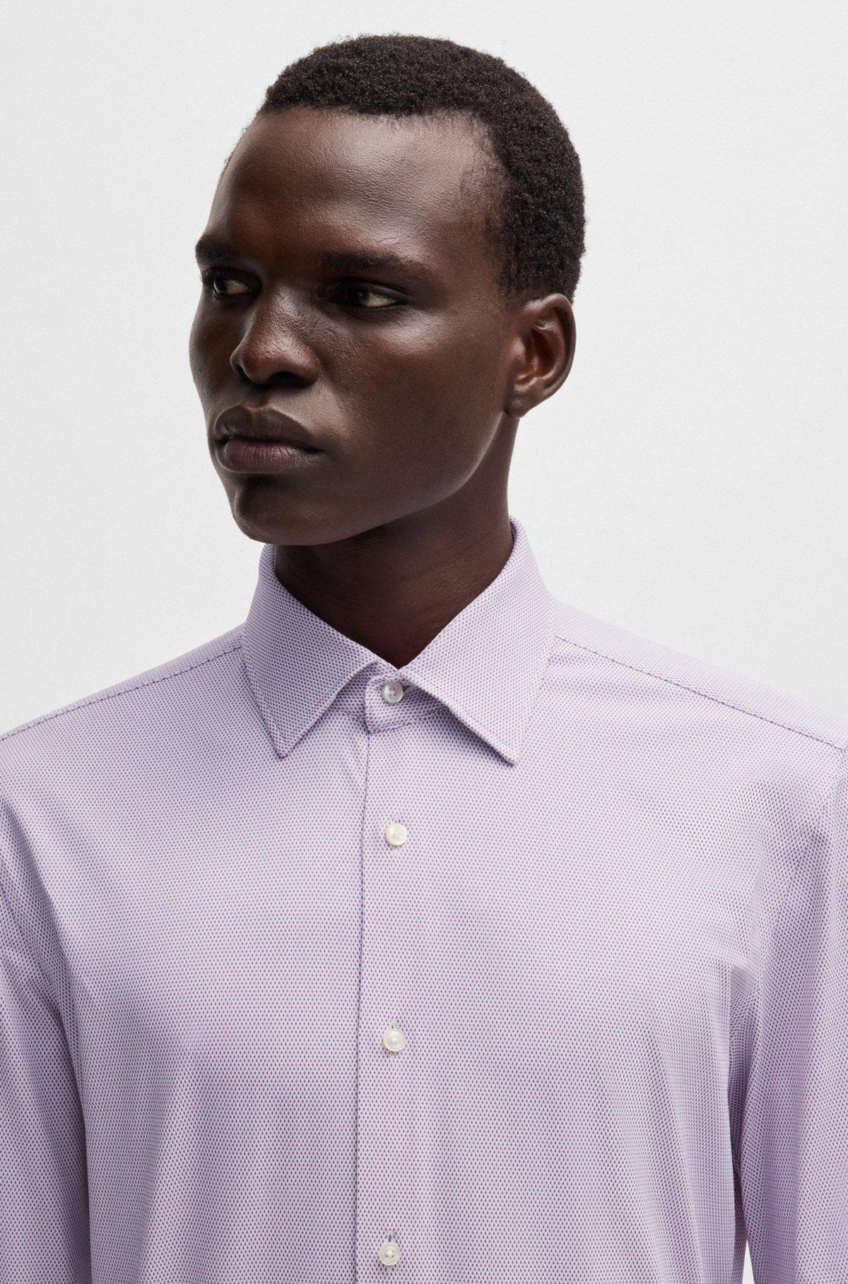 Slim-fit shirt in performance-stretch structured fabric Product Image