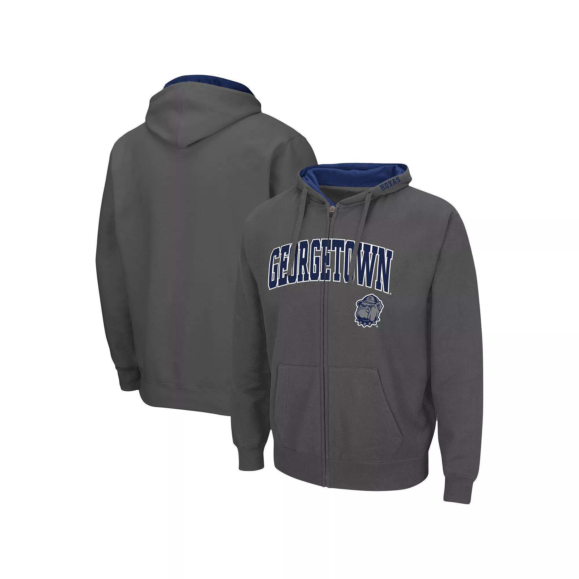 Men's Colosseum Charcoal Georgetown Hoyas Arch & Logo 3.0 Full-Zip Hoodie,  Product Image