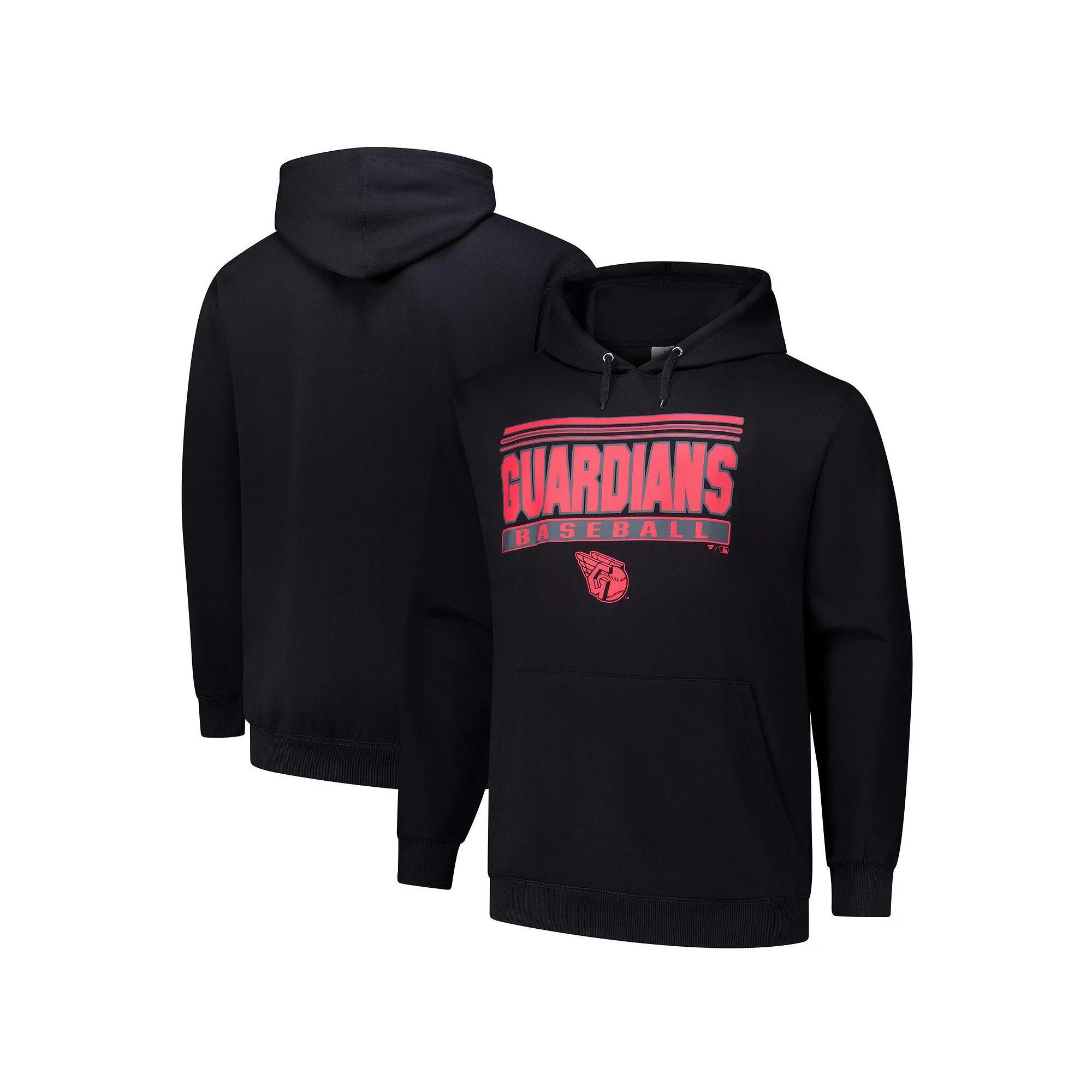 Men's Black Cleveland Guardians Stack Fleece Pullover Hoodie,  Product Image