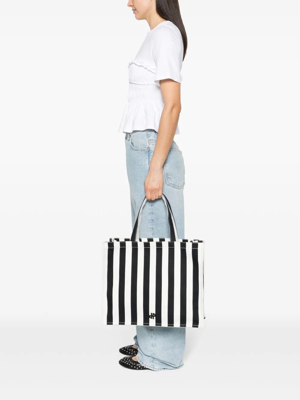 PATOU Large Jp Striped Tote Bag In White Product Image