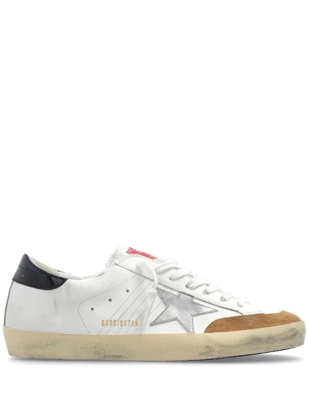 GOLDEN GOOSE Superstar Sneakers In White/beige/silver/blue Product Image