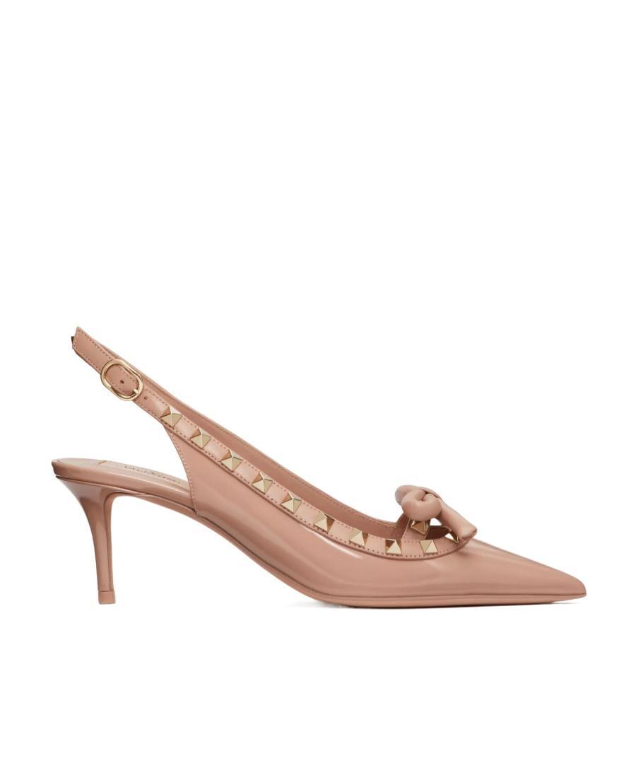 VALENTINO GARAVANI Rockstud Bow Slingback Patent Leather Pump 60mm Woman Rose Cannelle 42 Product Image