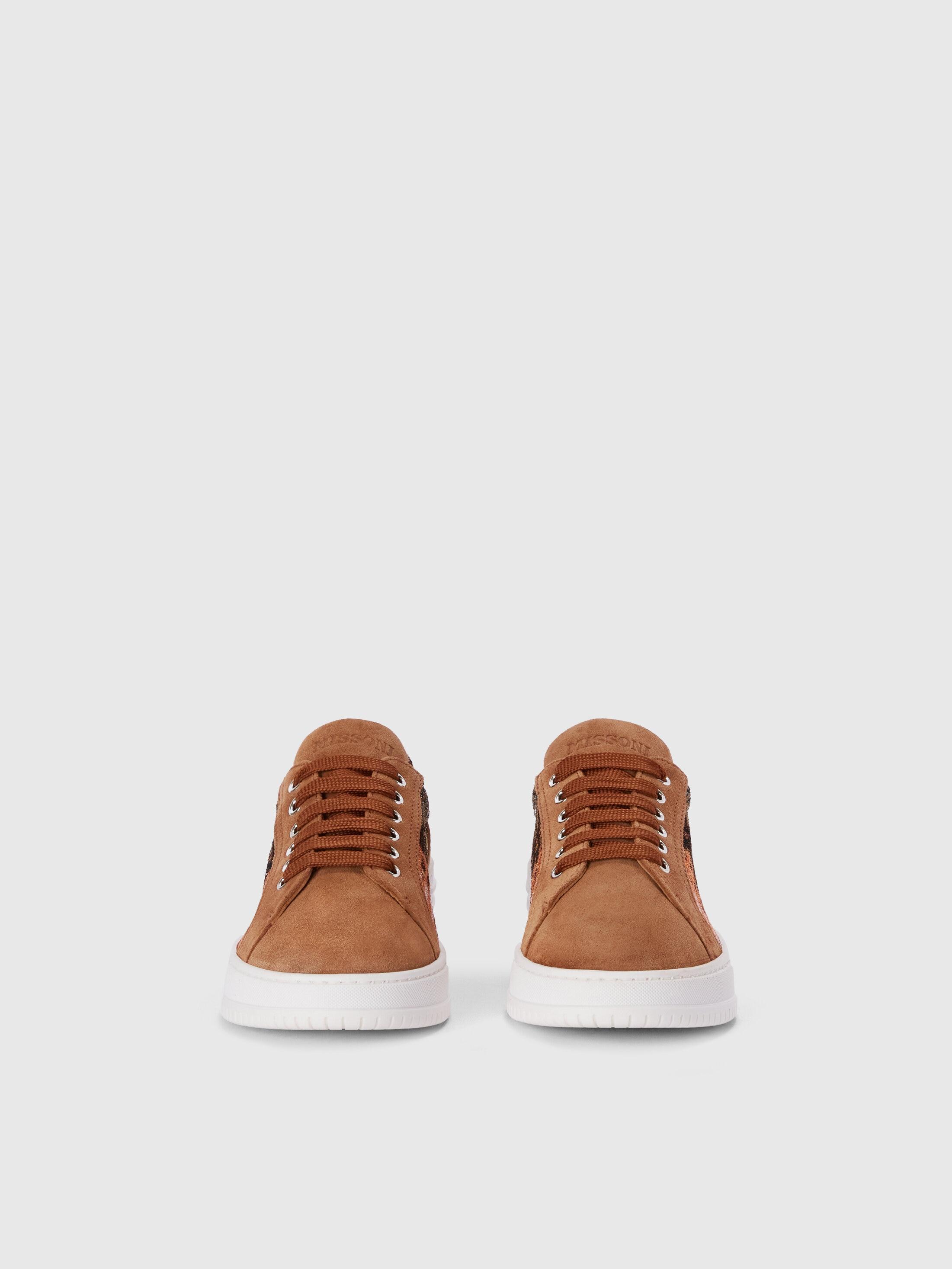 Suede sneakers with lamé fabric insert Product Image