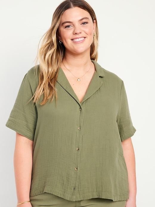 Crinkle Gauze Button-Down Shirt Product Image