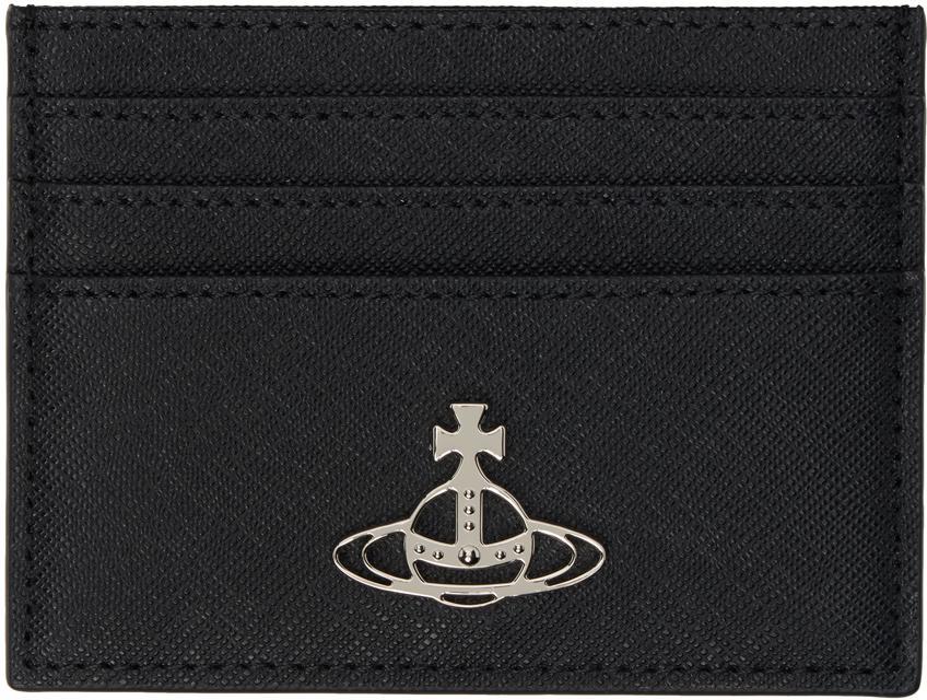 VIVIENNE WESTWOOD Black Flat Saffiano Card Holder Product Image