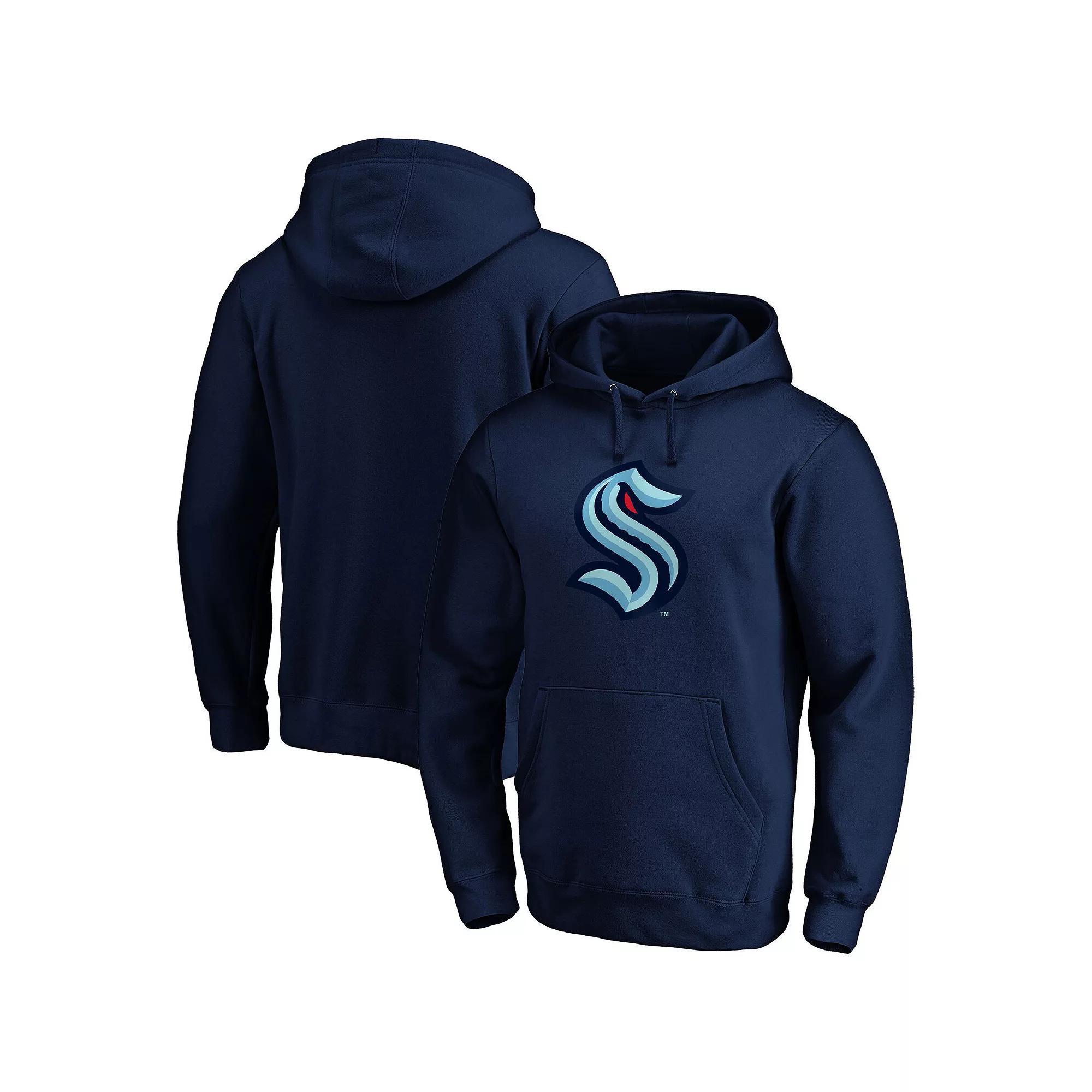 Men's Fanatics Branded Deep Sea Blue Seattle Kraken Primary Team Logo Fleece Fitted Pullover Hoodie, Size: 2XL, Krk Blue Product Image