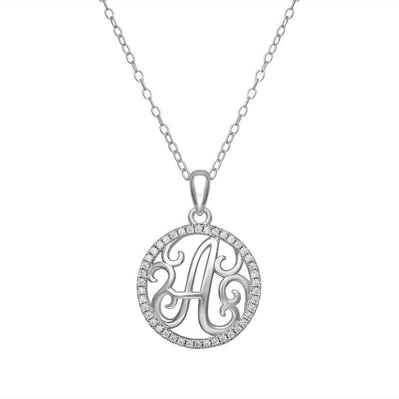 PRIMROSE Sterling Silver Cubic Zirconia Initial Pendant Necklace, Womens Product Image