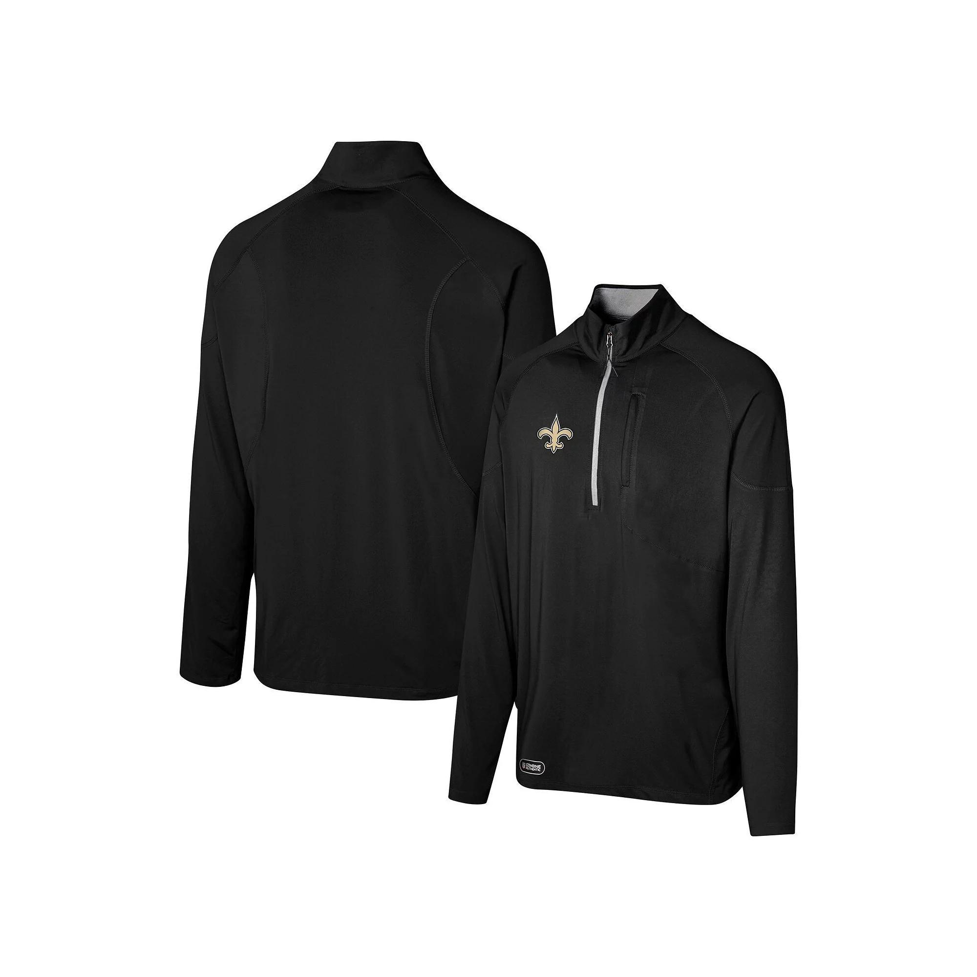 Men's Black New Orleans Saints Grind Iron Quarter-Zip Top,  Product Image