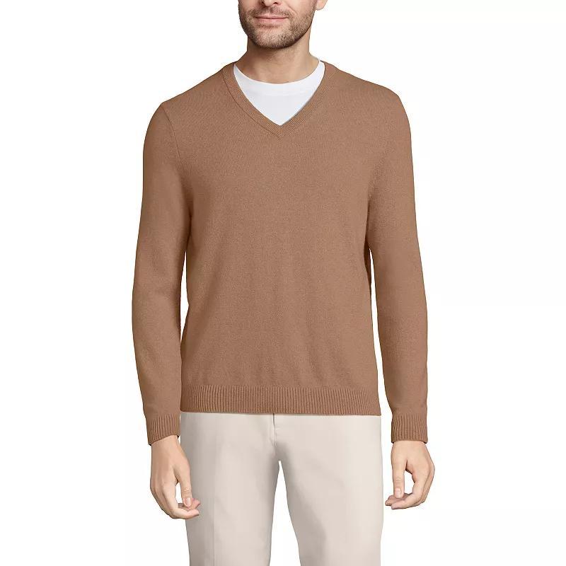 Mens Lands End Fine-Gauge Cashmere V-neck Sweater Product Image