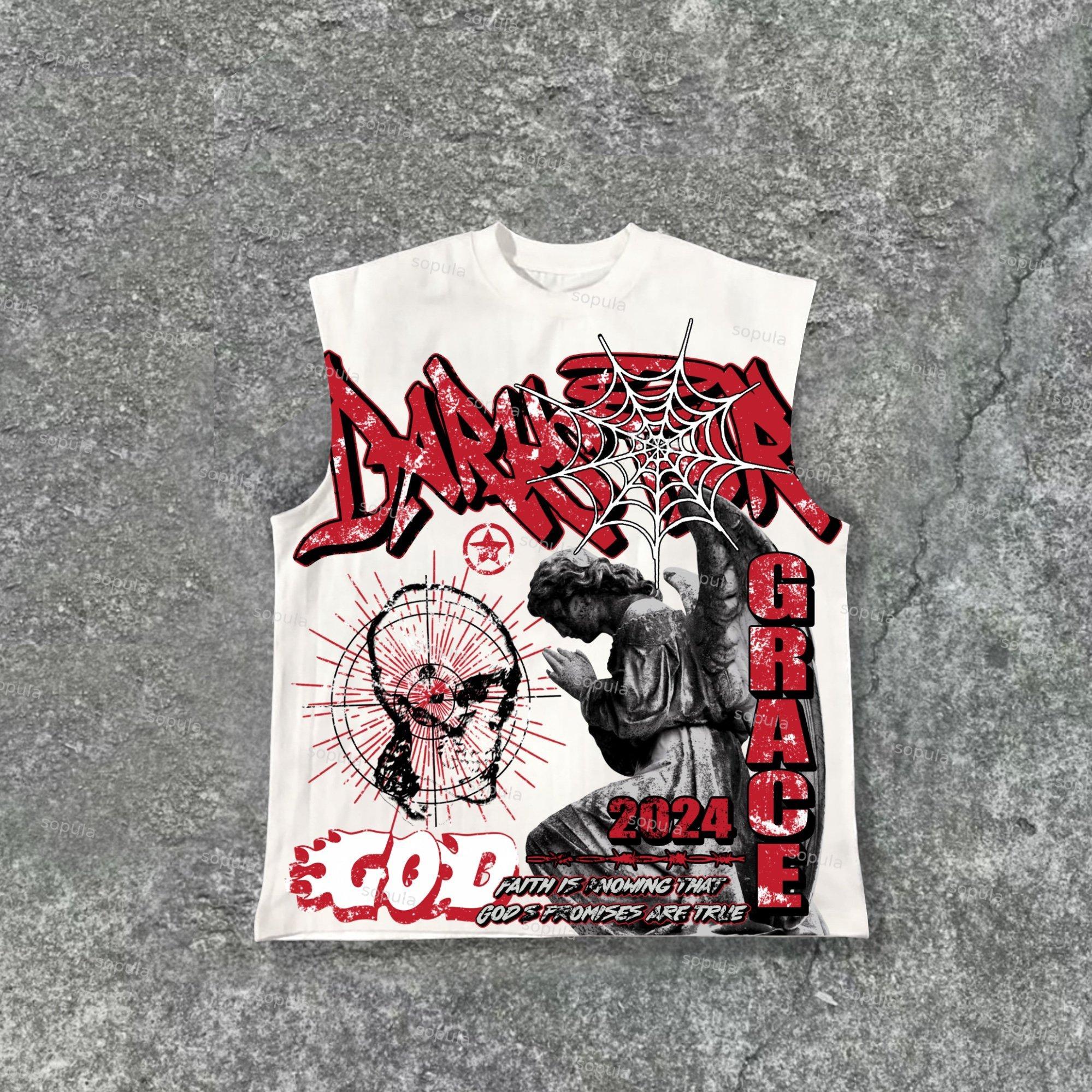 Sopula Darksrar -2024 God & Angel Prayer Graphics Print Pattern Design Cotton Tank Top Product Image