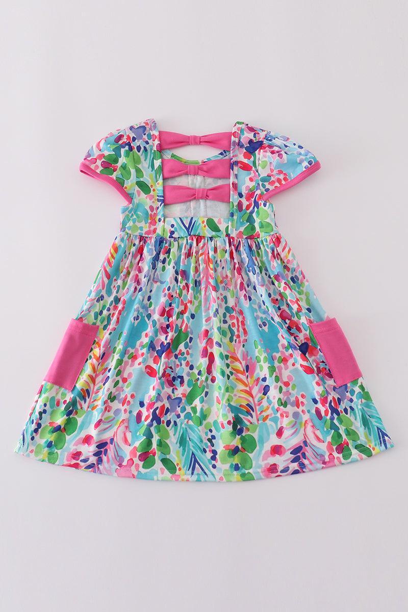 Bow applique print mom&me dress Product Image