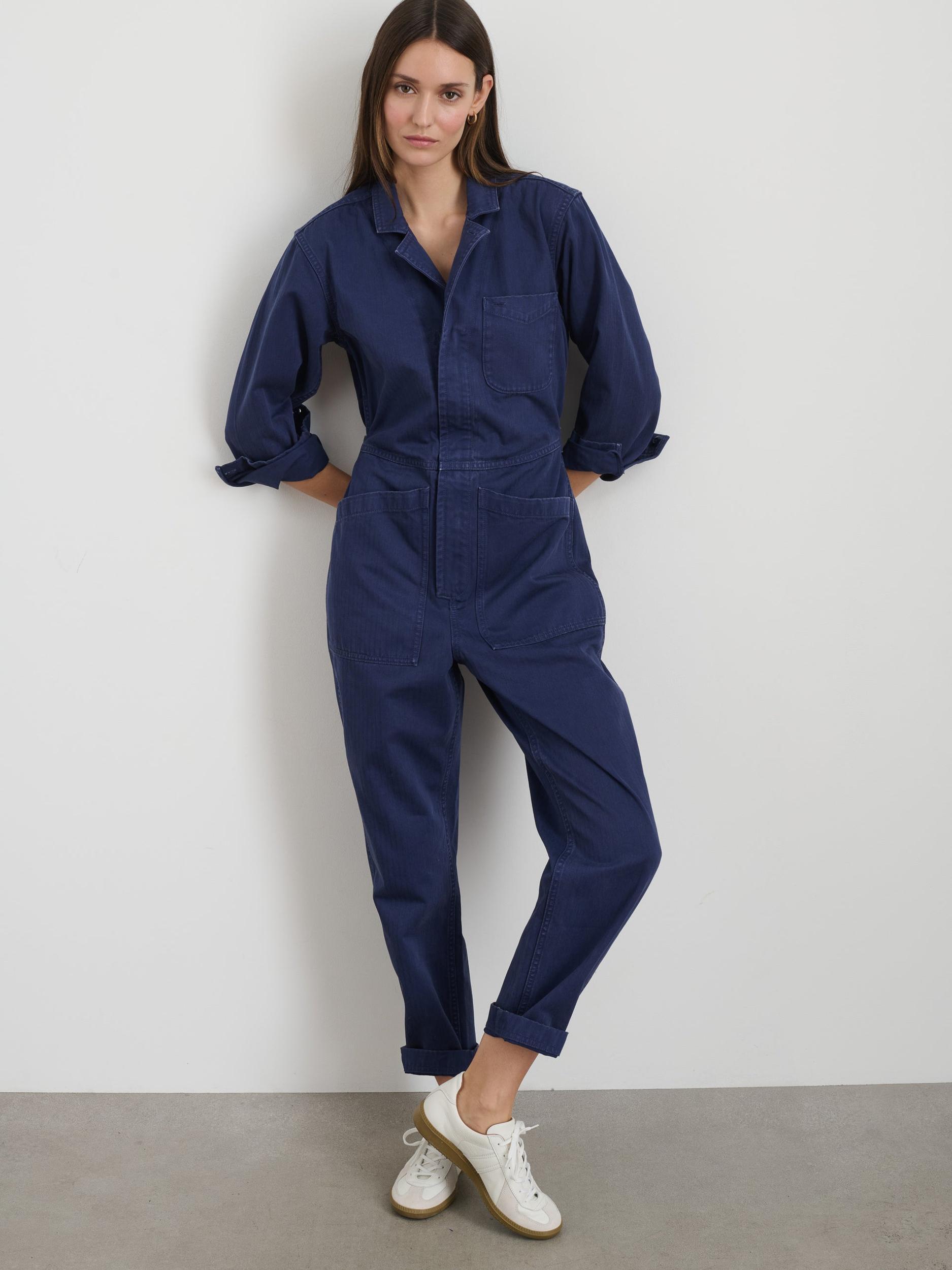 Standard Zip Jumpsuit in Herringbone Product Image
