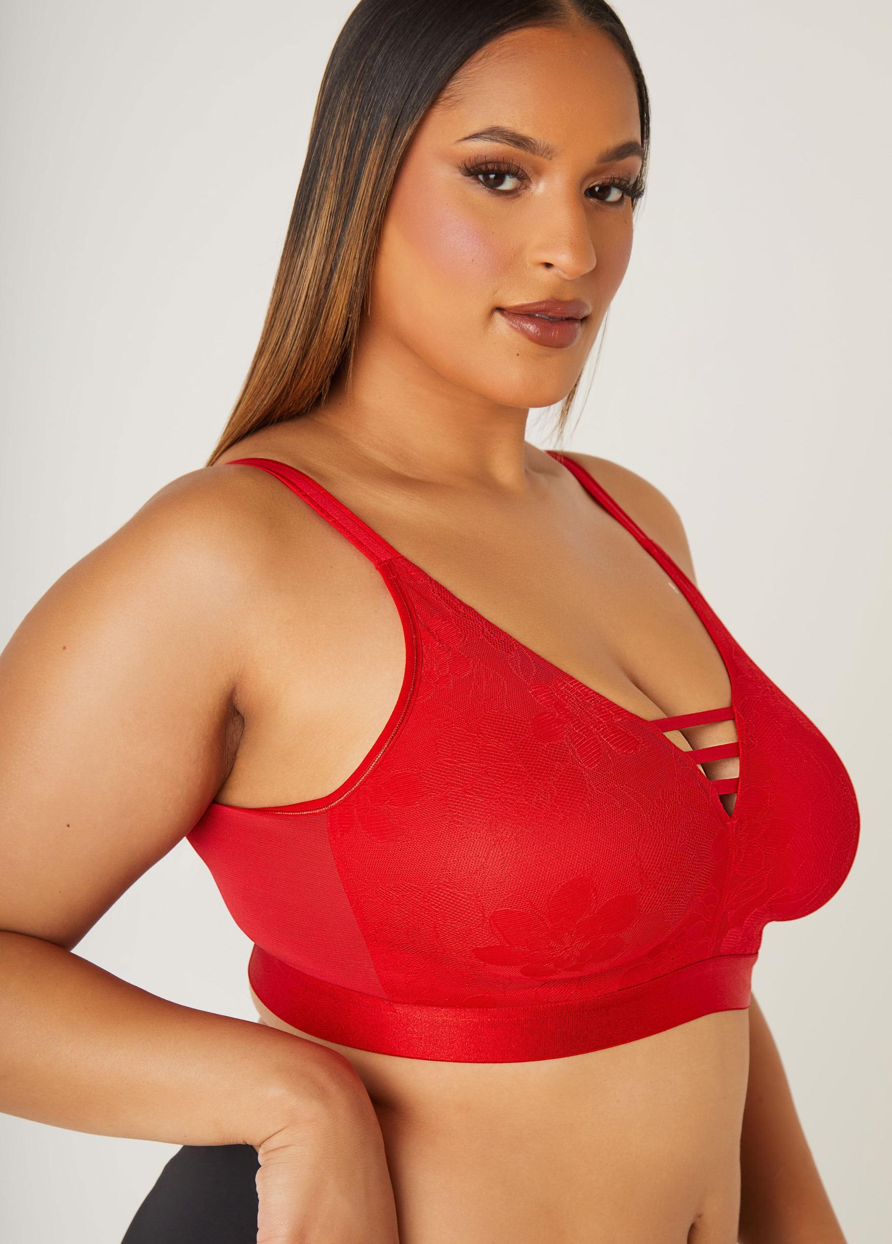 Floral Lace Lattice Wireless Bra Product Image