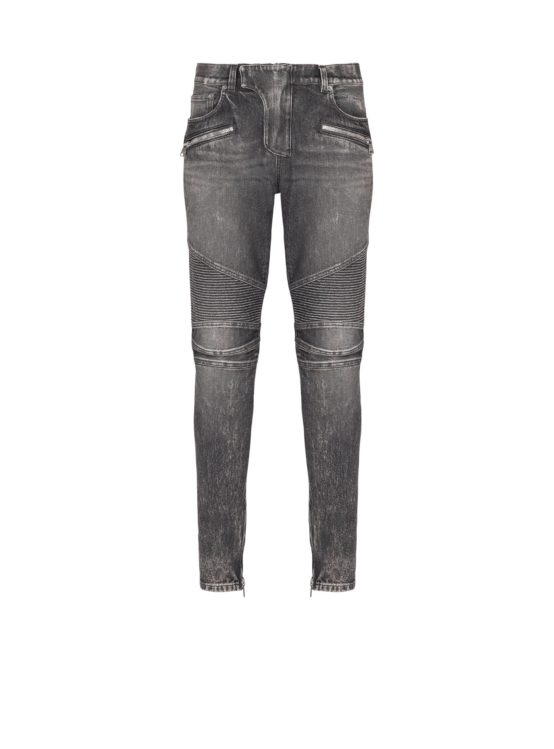 Slim-fit biker trousers in denim Product Image