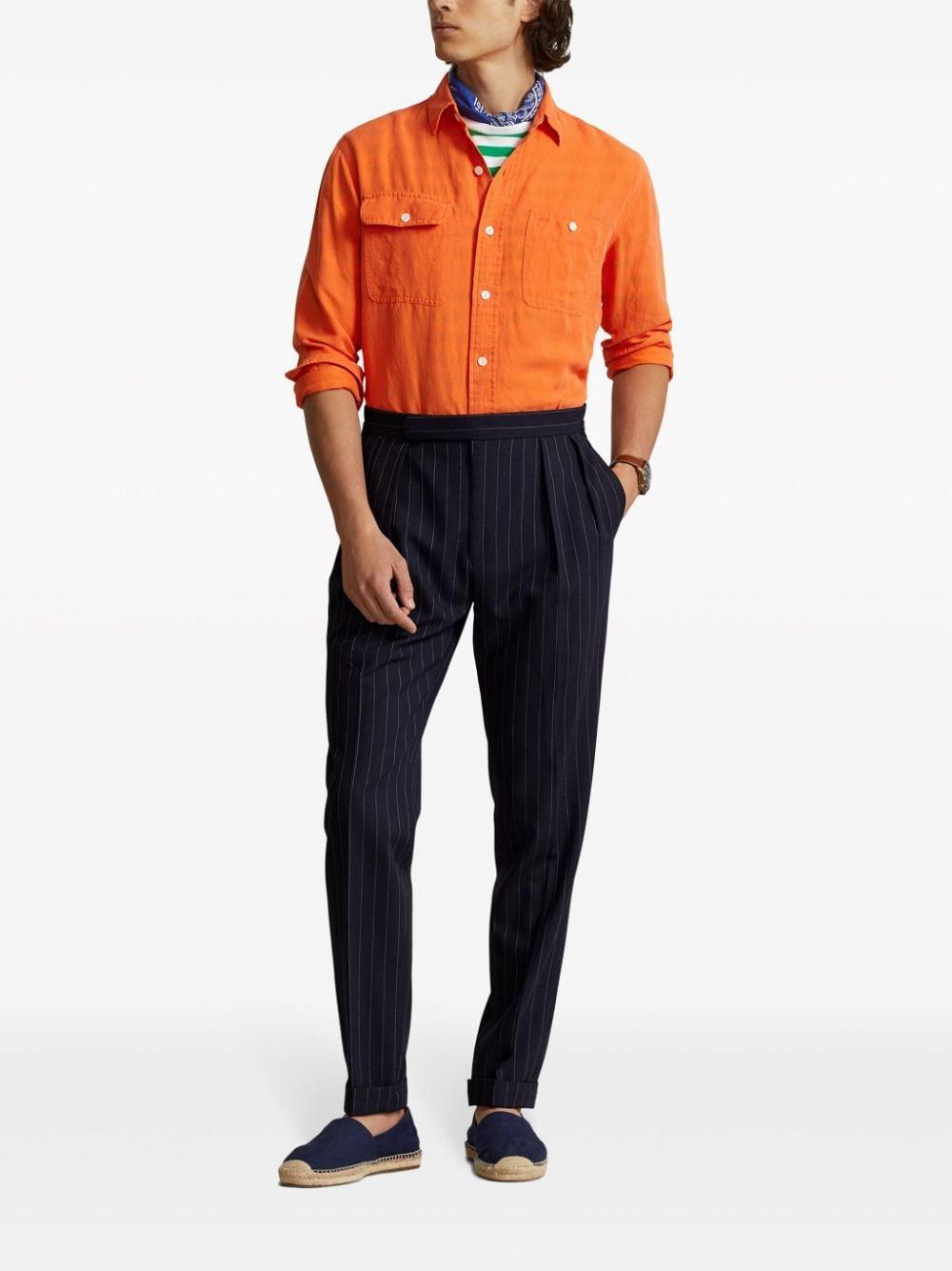 Linen-blend Shirt In Orange Product Image