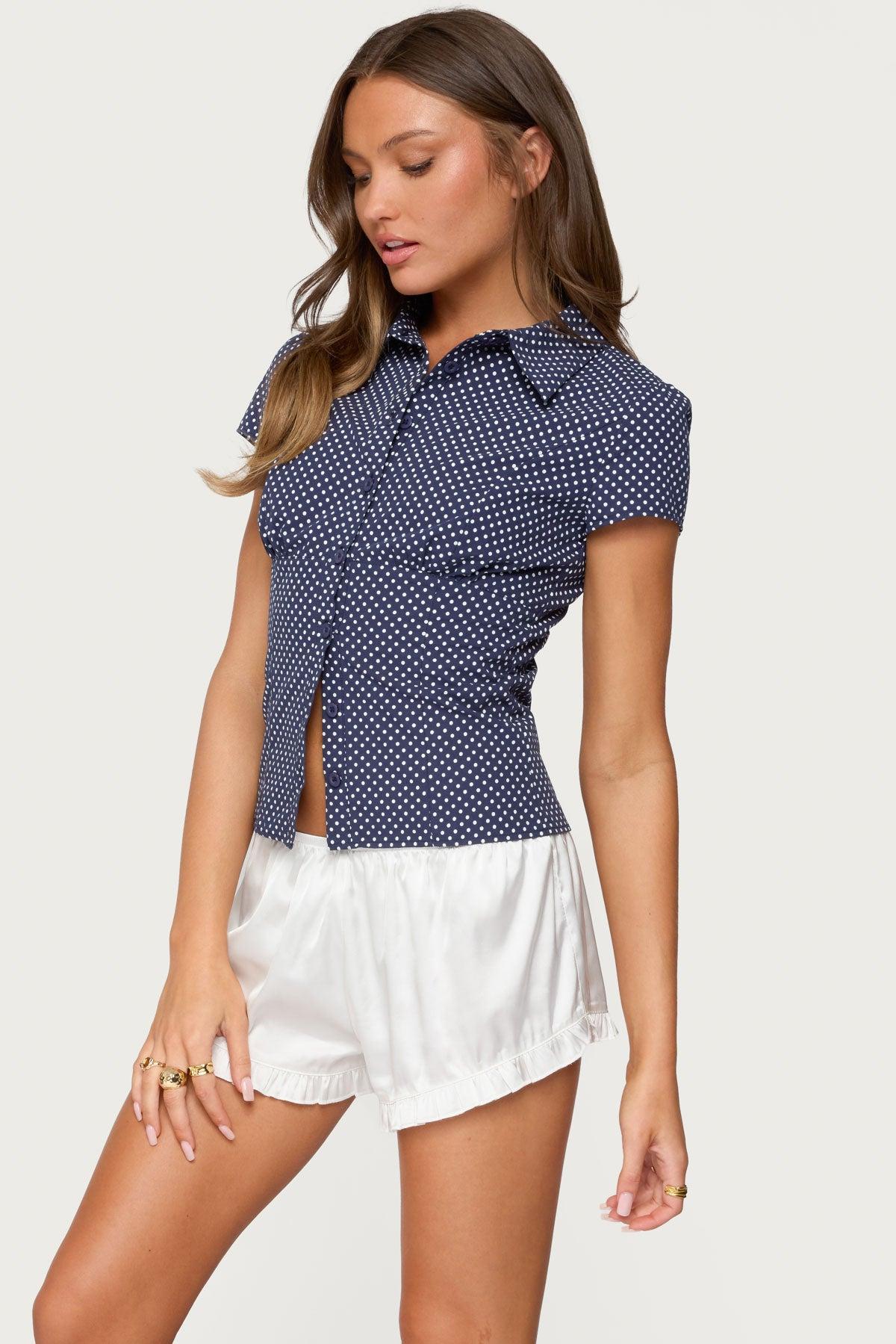 Polka Dot Tailored Button Up Shirt Product Image
