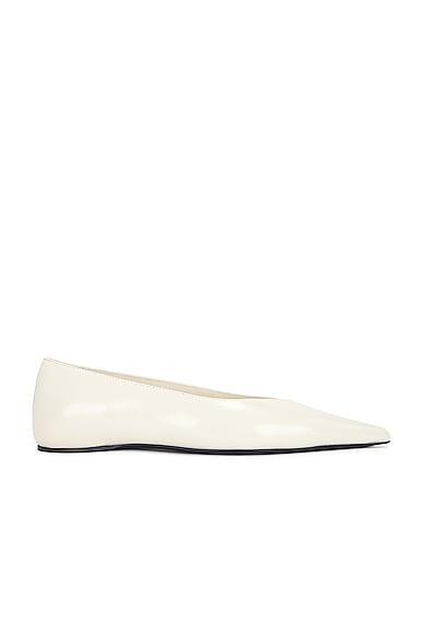 Toteme Asymmetric Ballerina Flat in Snow - White. Size 38 (also in ). Product Image