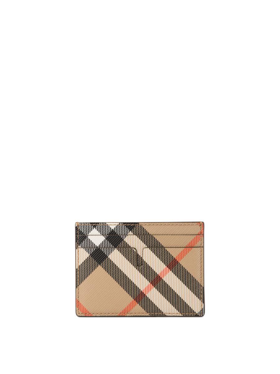 BURBERRY "check" Card Holder In Beige Product Image