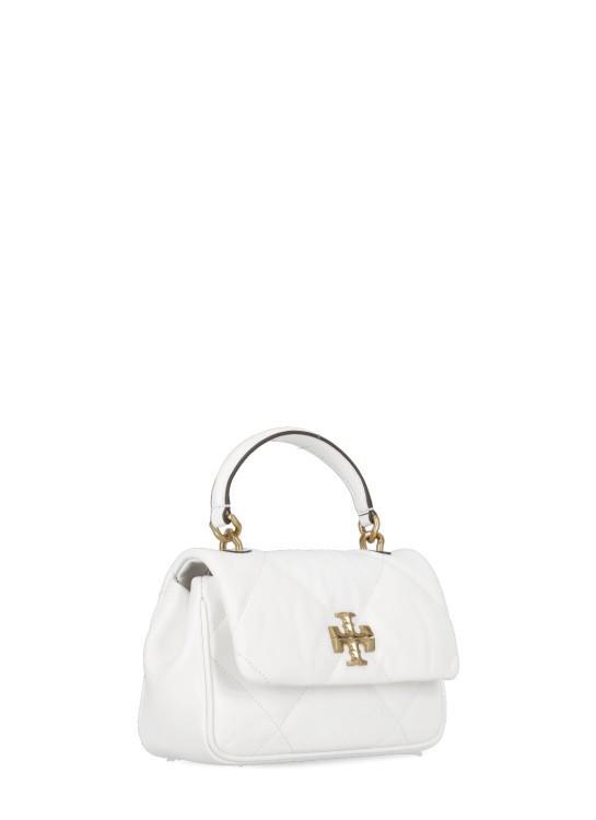 Kira Diamond Quilted Leather Top Handle Bag In White Product Image