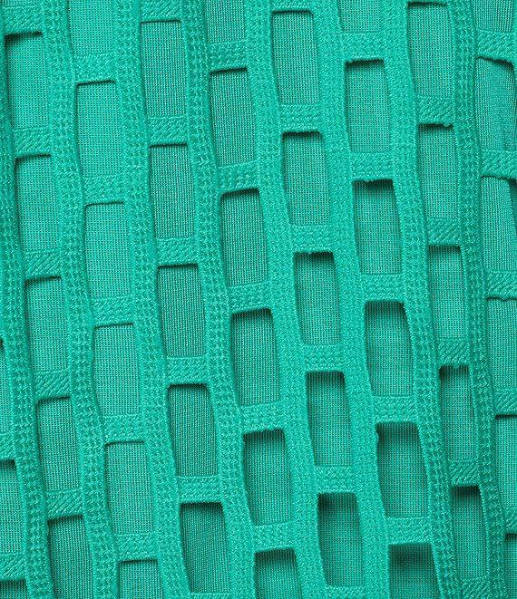 Ming Wang Novelty Woven Square Geo Cutout Spread Collar 3/4 Sleeve Jacket Product Image