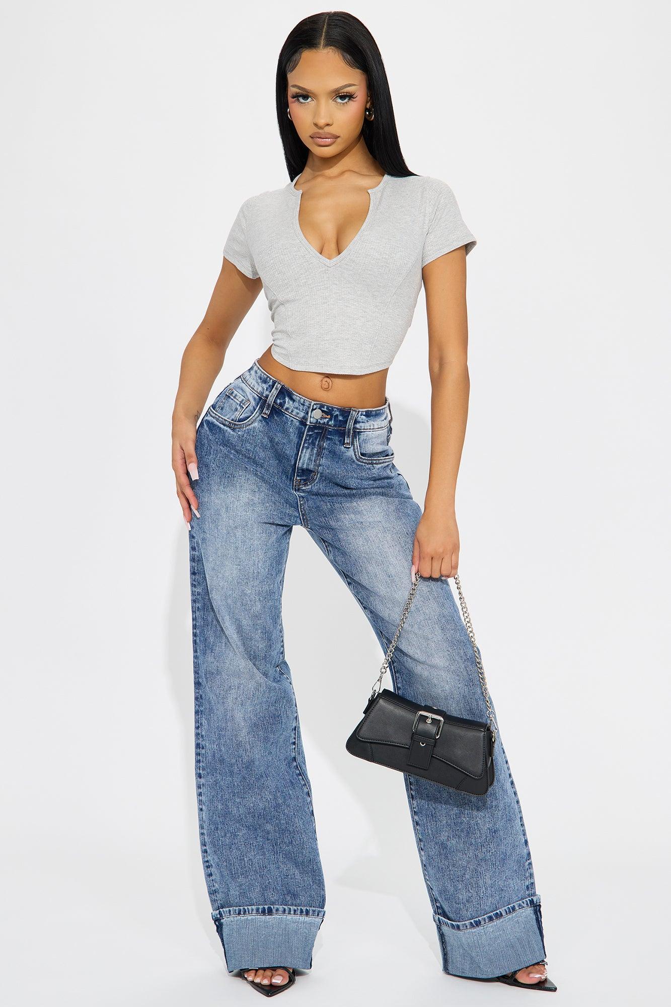 Valentina Plunge Crop Top - Heather Grey Product Image