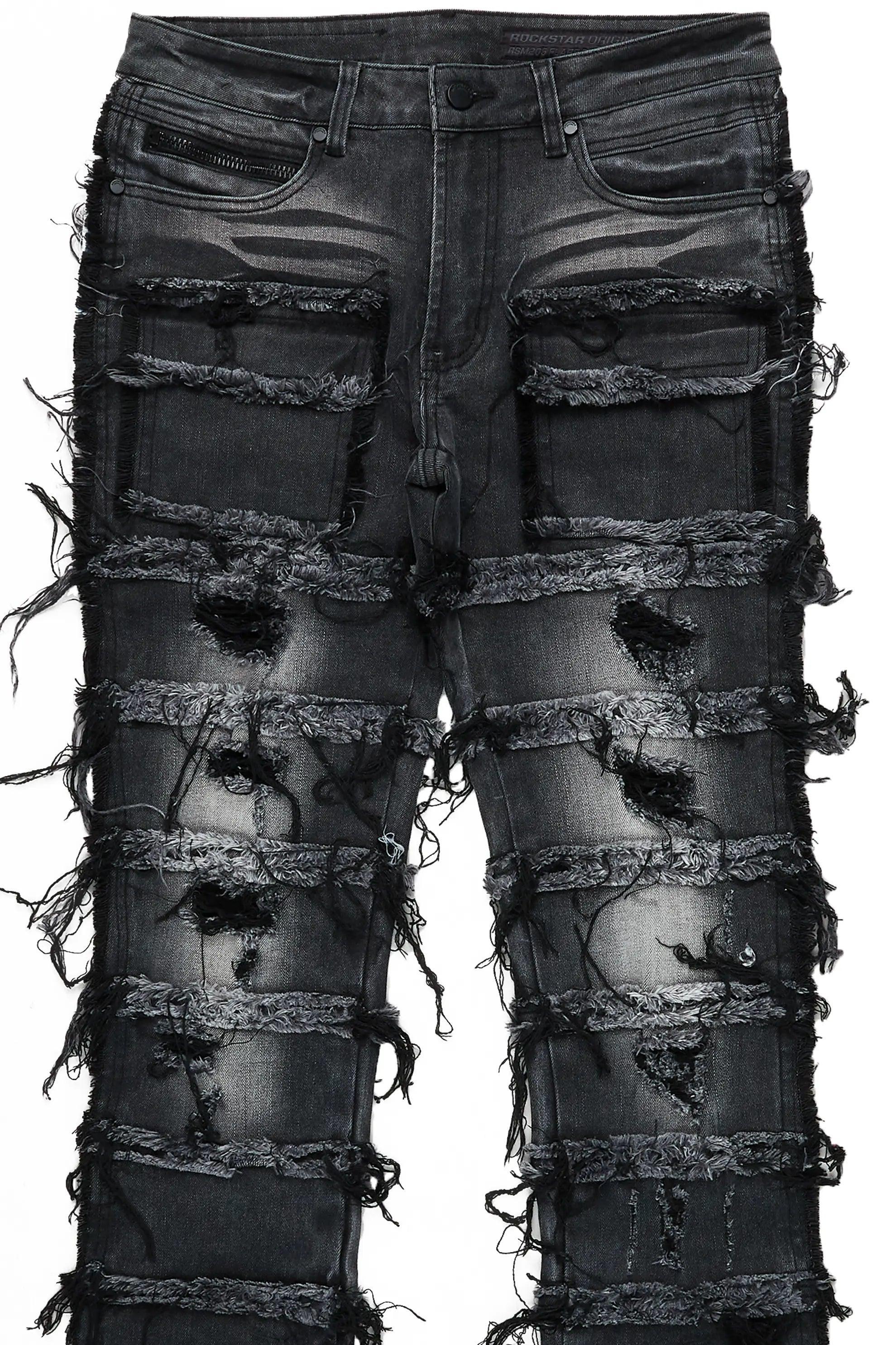 Josie Black Stacked Flare Jean Male Product Image