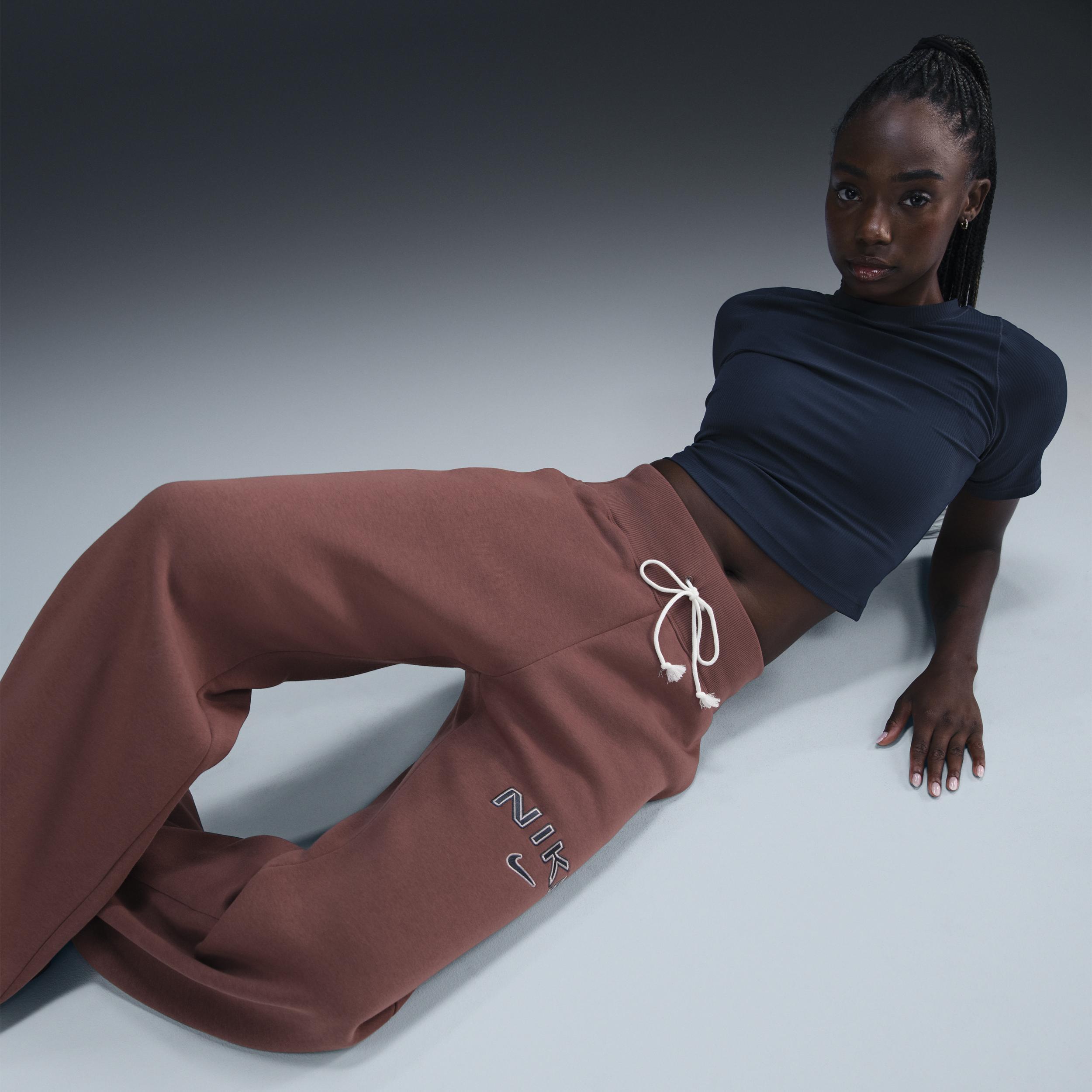 Women's Nike Sportswear Phoenix Fleece High-Waisted Wide-Leg Logo Pants Product Image
