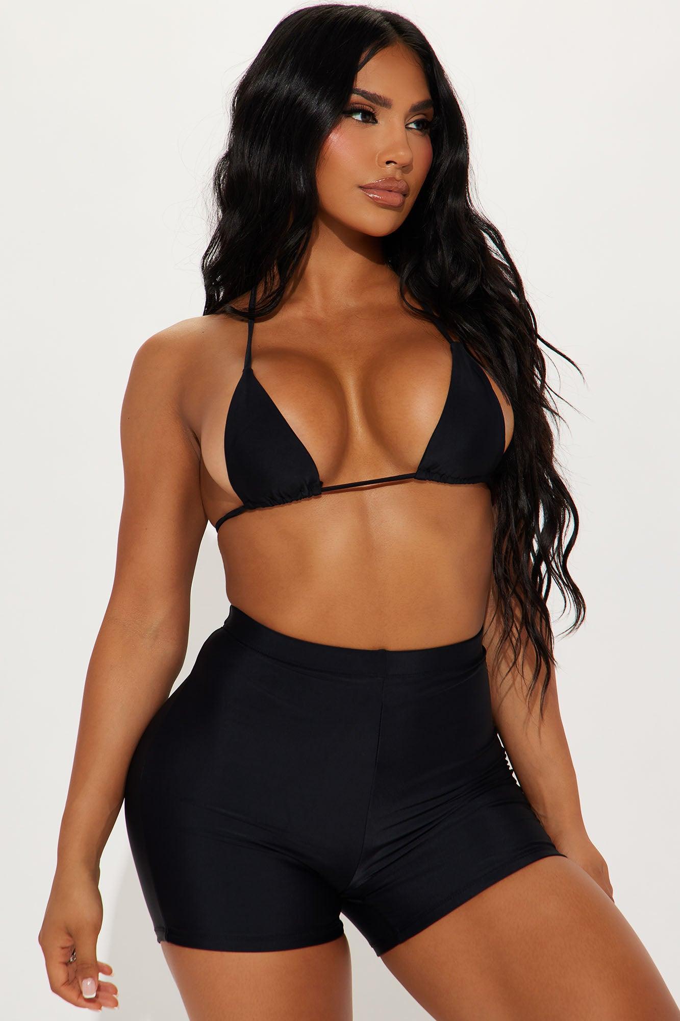 Maui Mix And Match Biker Short Bikini Bottom - Black Product Image