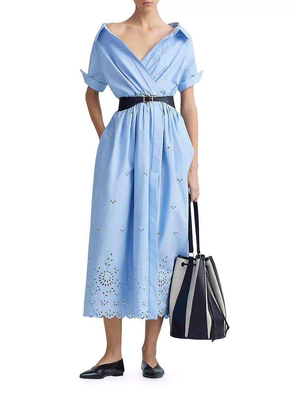 Lydia Cotton Eyelet Belted Maxi Dress Product Image