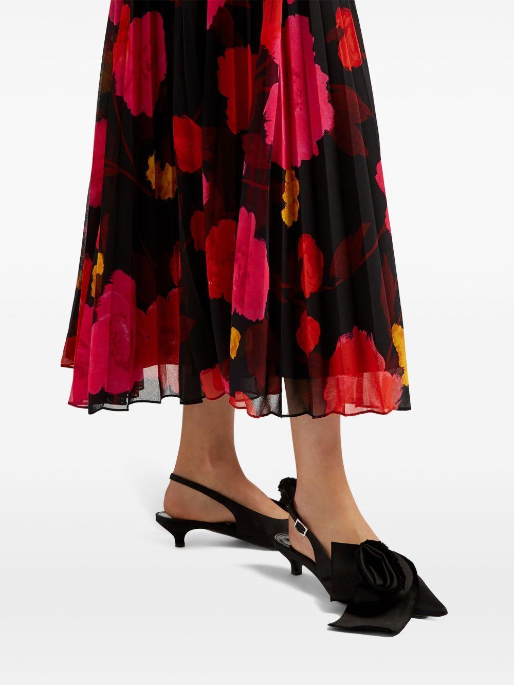 floral-print pleated midi skirt Product Image