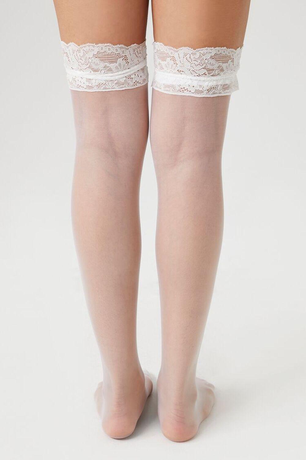 Lace-Trim Mesh Knee-High Socks | Forever 21 Product Image