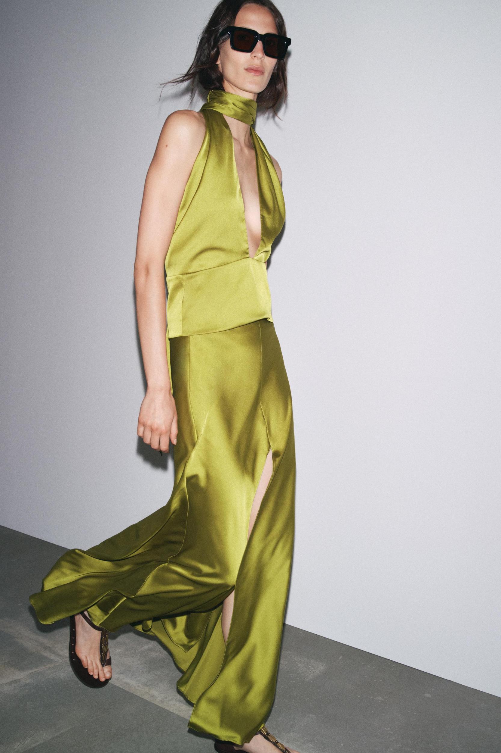 HALTER SATIN EFFECT HANDKERCHIEF TOP Product Image