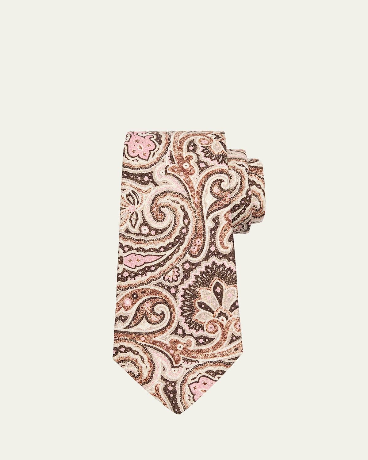 Mens Large Paisley Silk Tie Product Image