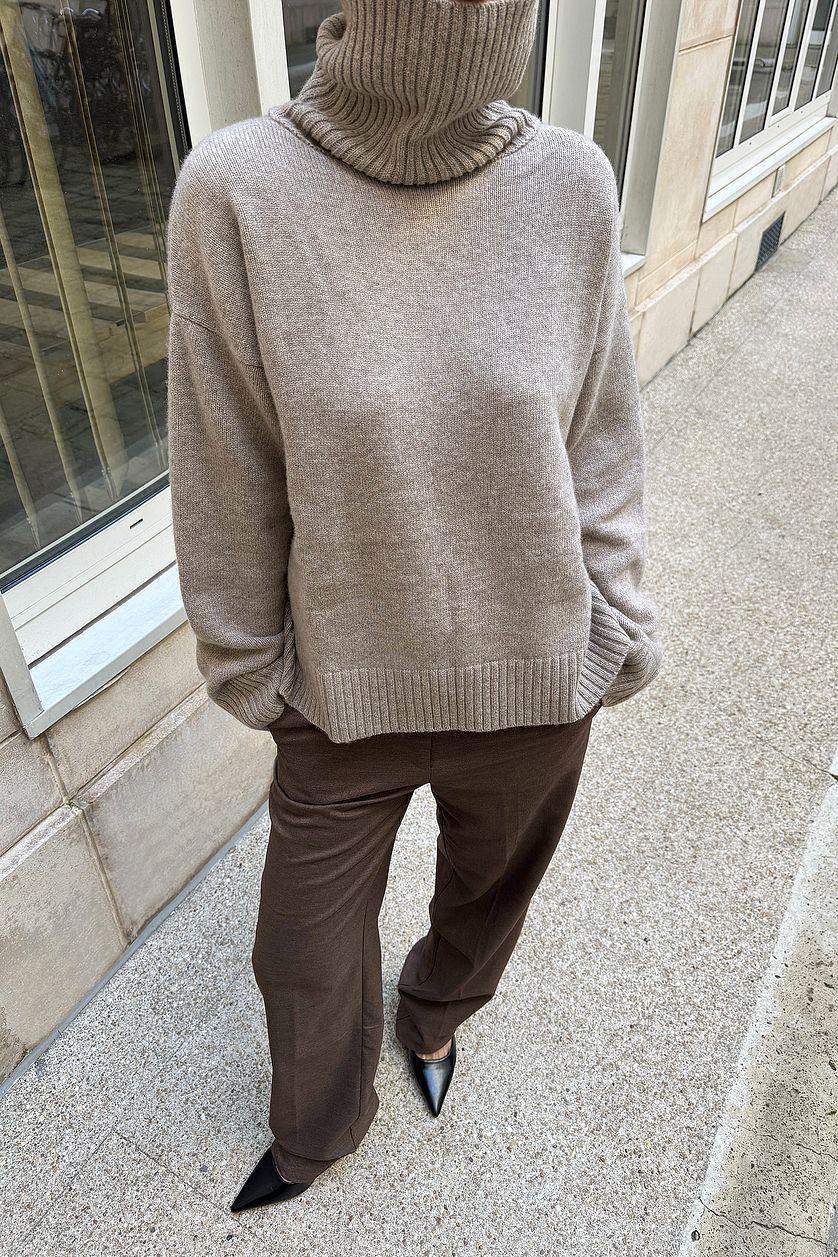 Tailored Mid Waist Trousers Grey Product Image