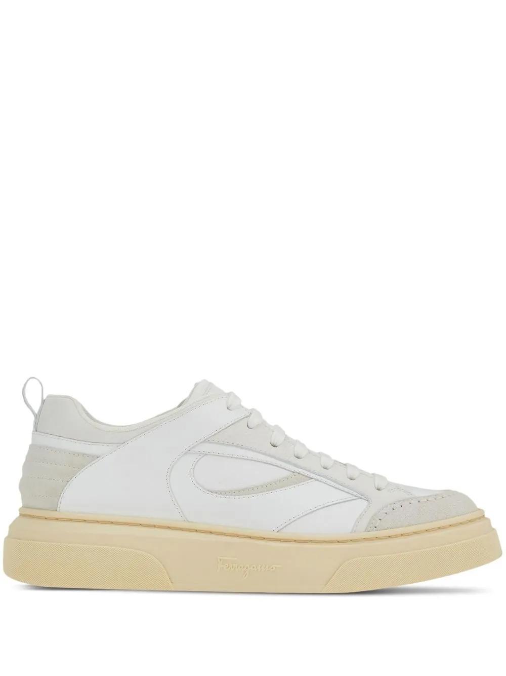 FERRAGAMO Panelled Low-top Sneakers In White Product Image