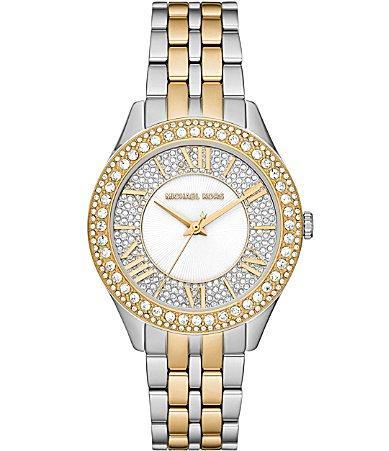 Michael Kors Womens Harlowe Two Tone Stainless Steel Crystal Bracelet Watch Product Image