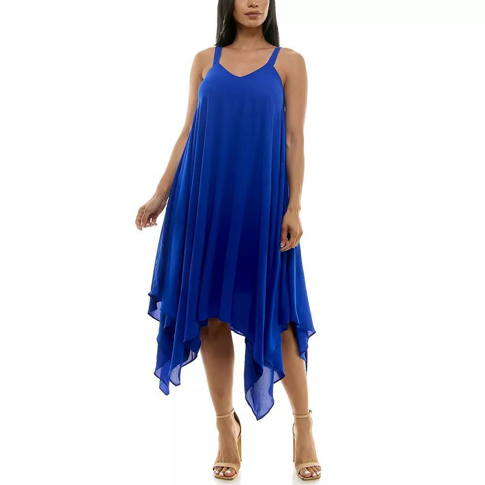 Women's Nina Leonard Uneven Hem Dress, Size: Medium, Blue Product Image