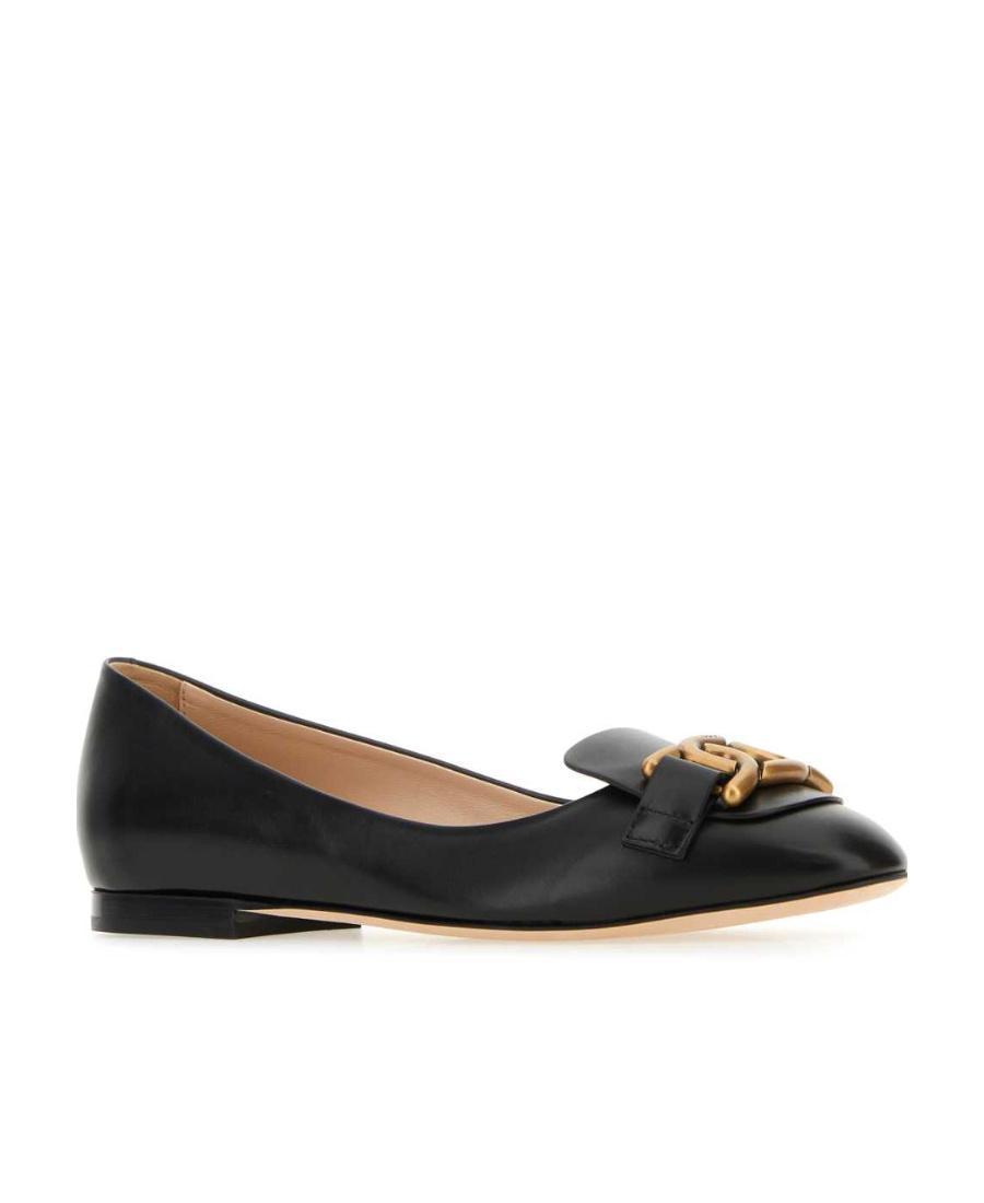 TOD'S Leather Chain Ballerina Flats In Black Product Image