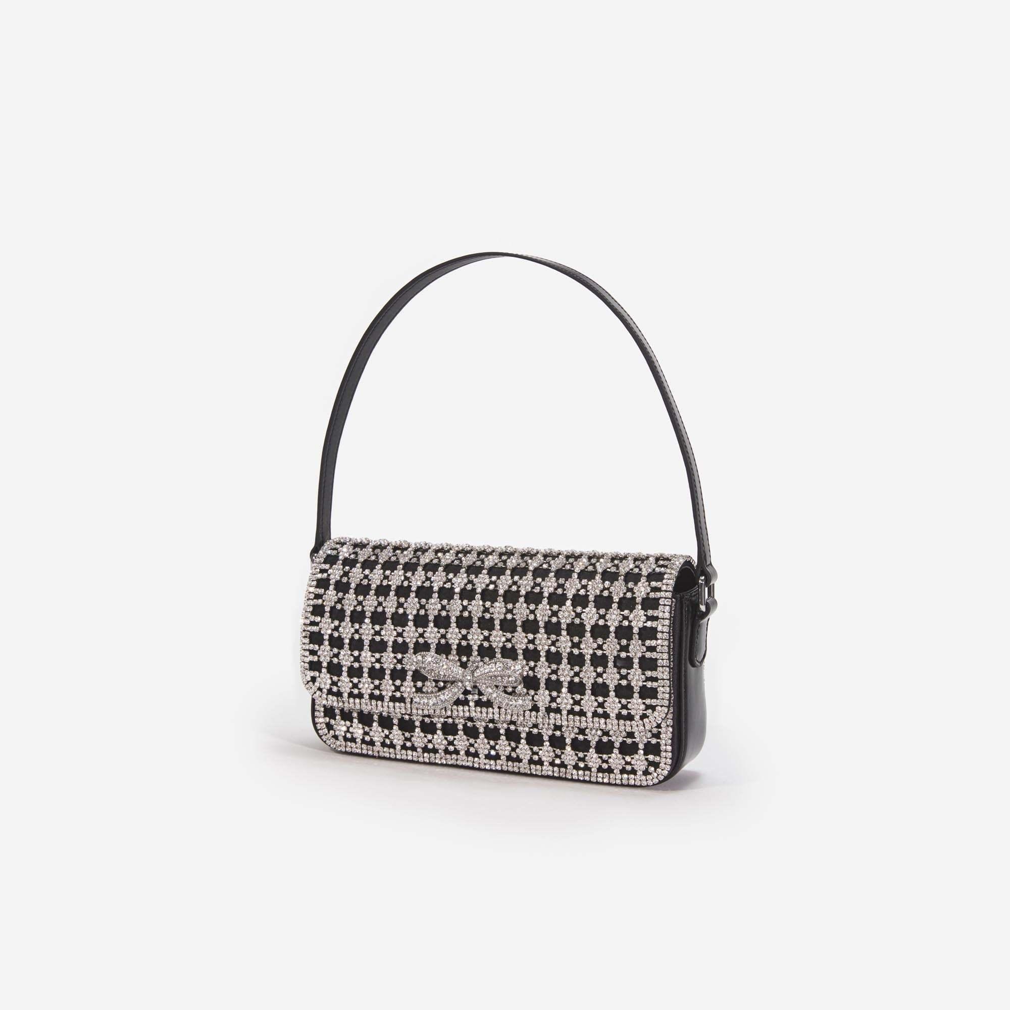 SELF-PORTRAIT Embellished Baguette Bag In Gray Product Image