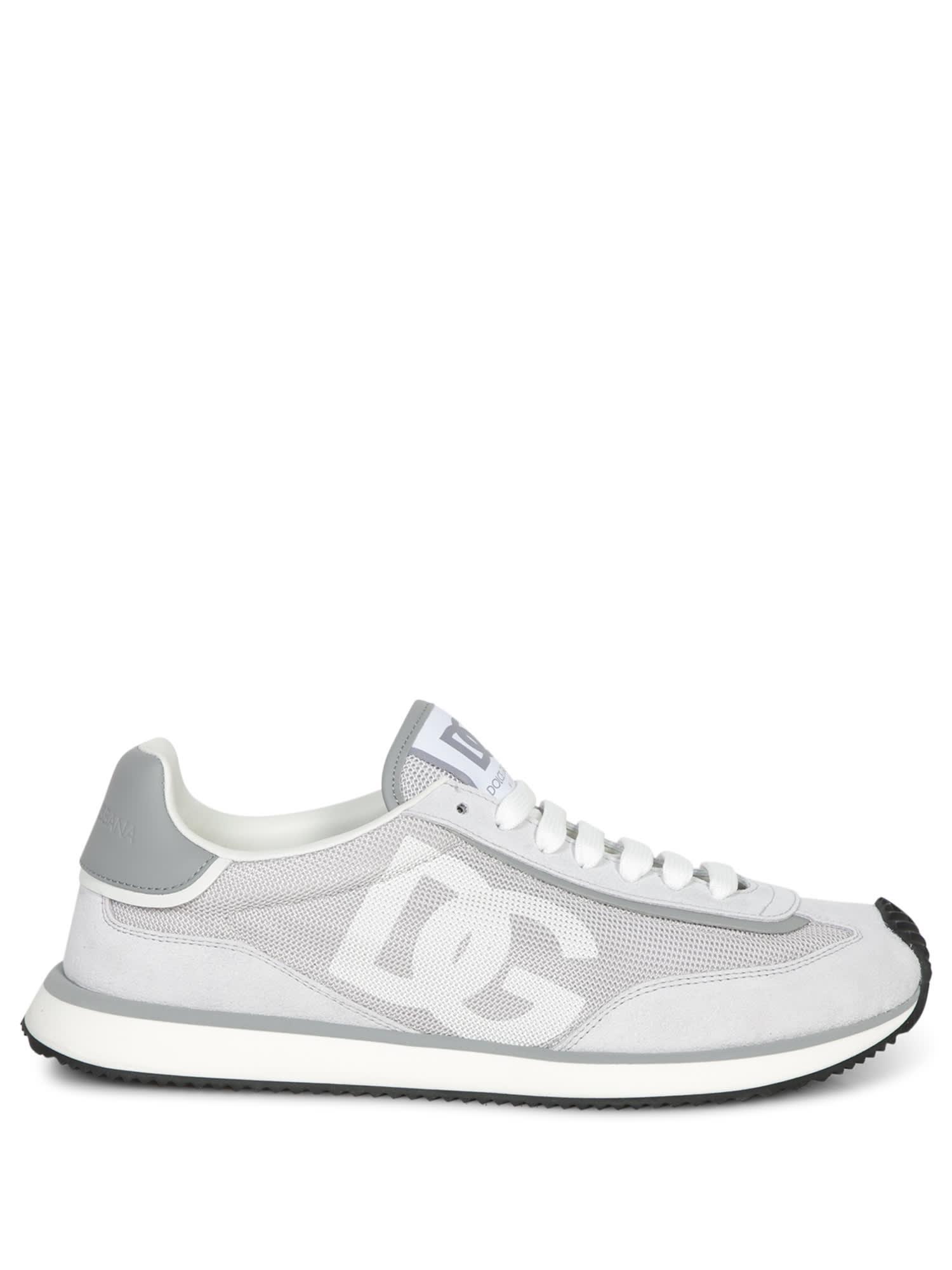 DOLCE & GABBANA Grey Suede And Mesh Dg Aria Sneakers Product Image