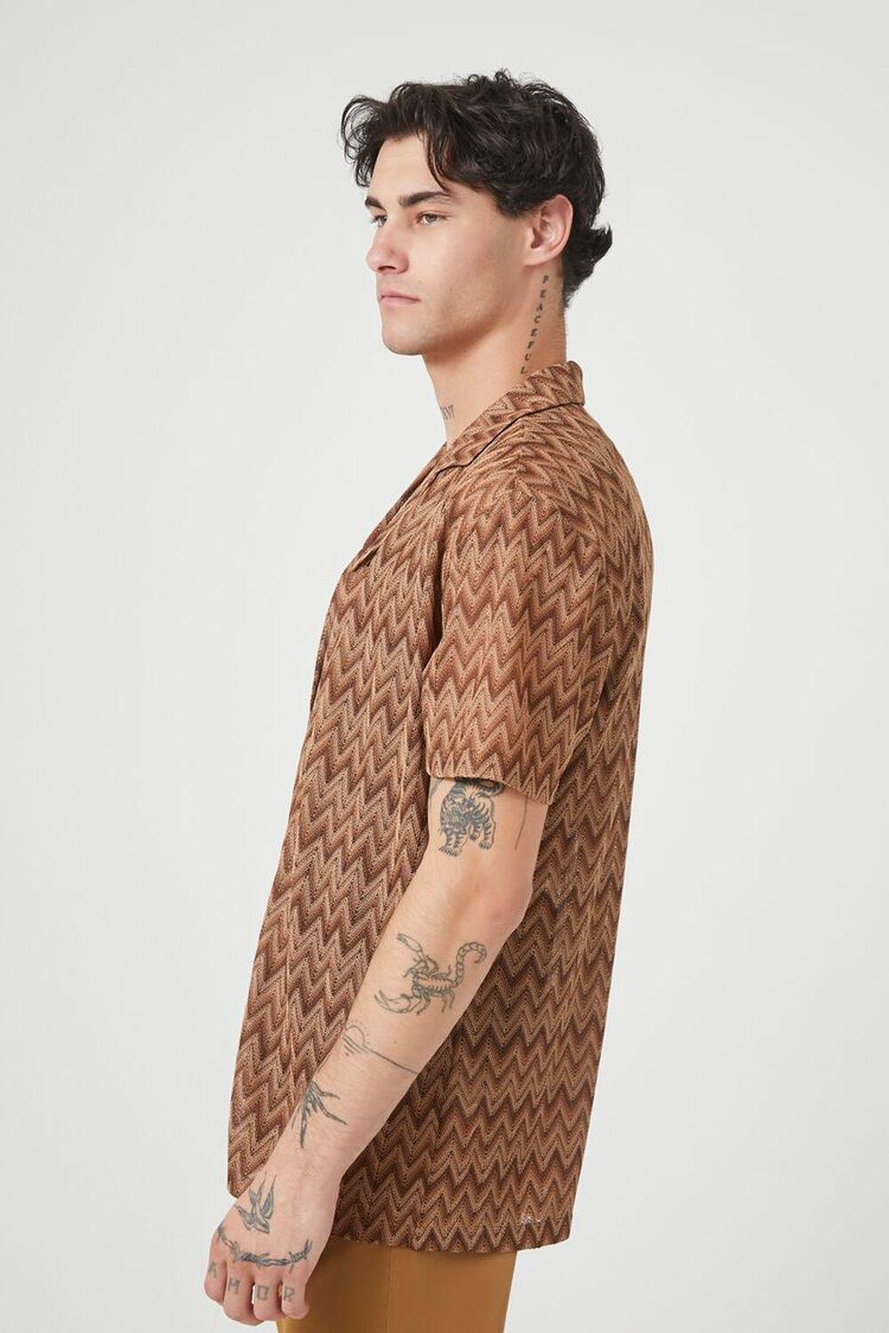 Chevron Print Cuban-Collar Shirt | Forever 21 Product Image