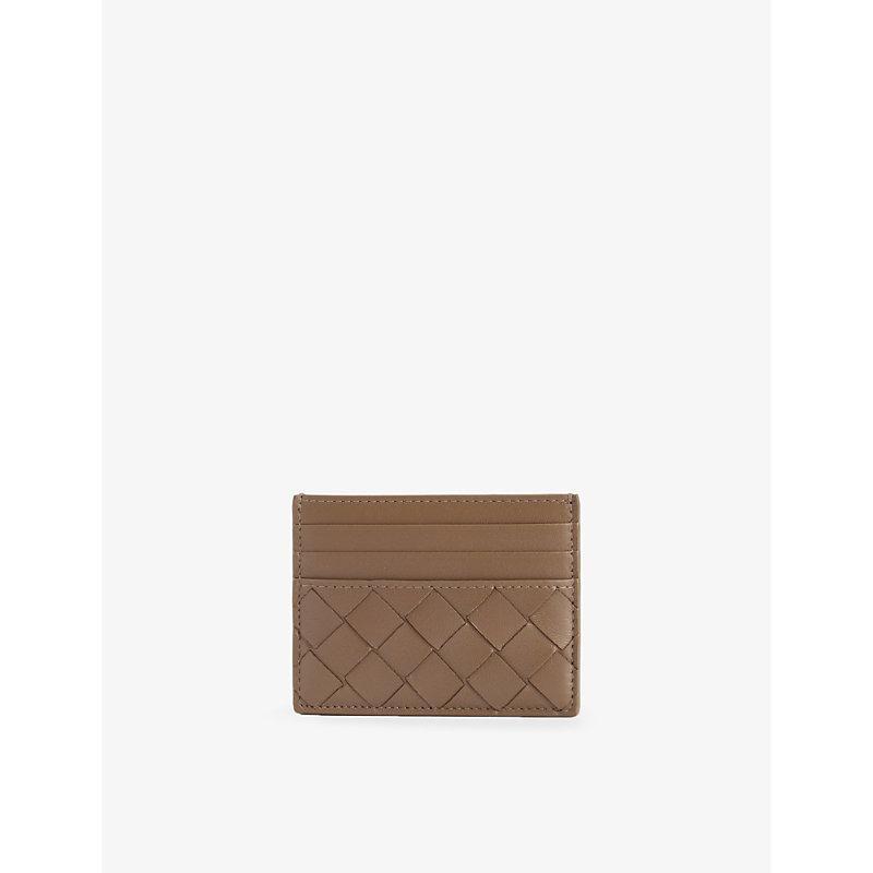 BOTTEGA VENETA Womens  Intrecciato Leather Card Holder In Pinecone-gold Product Image