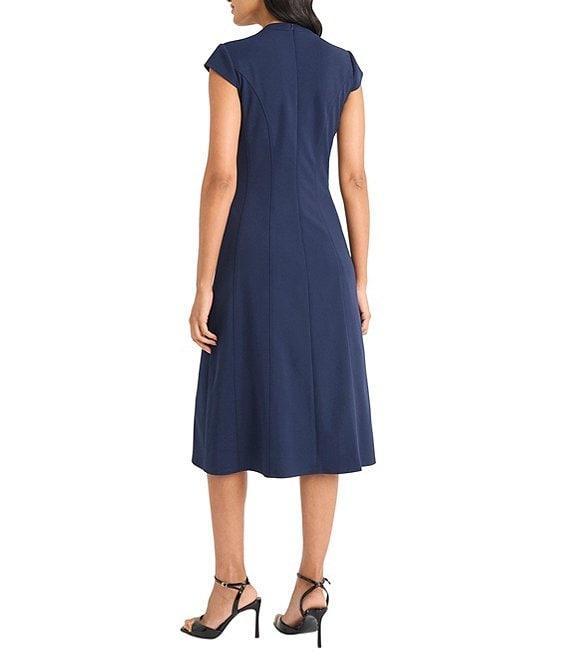Maggy London Solid Scuba Crepe Cap Sleeve Midi Dress Product Image