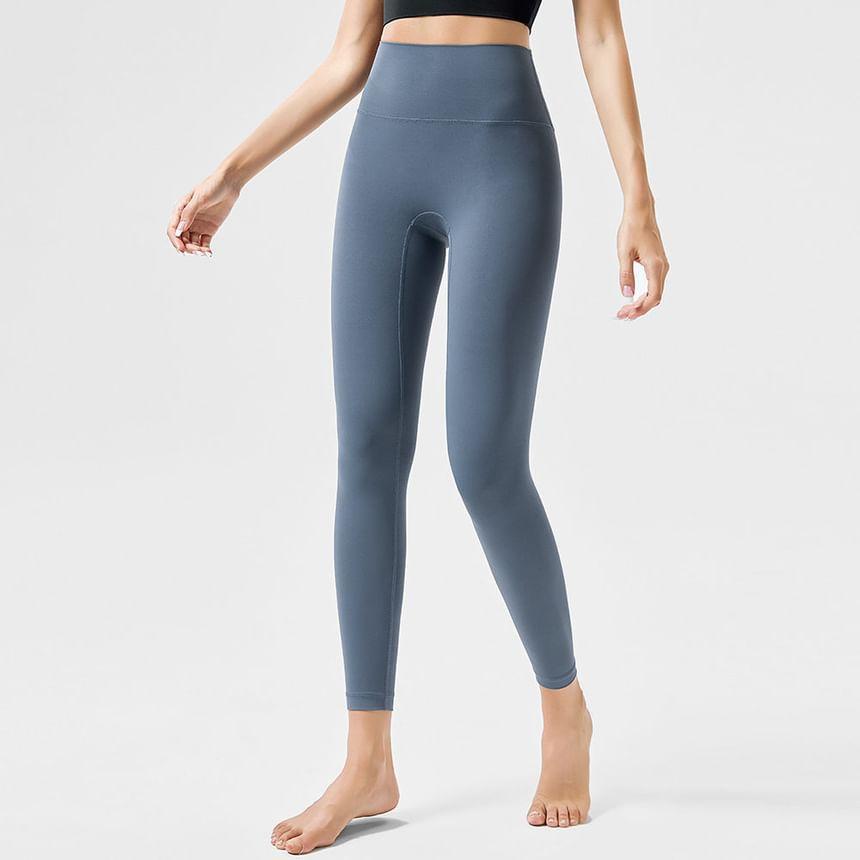 High Waist Plain Sports Leggings Product Image