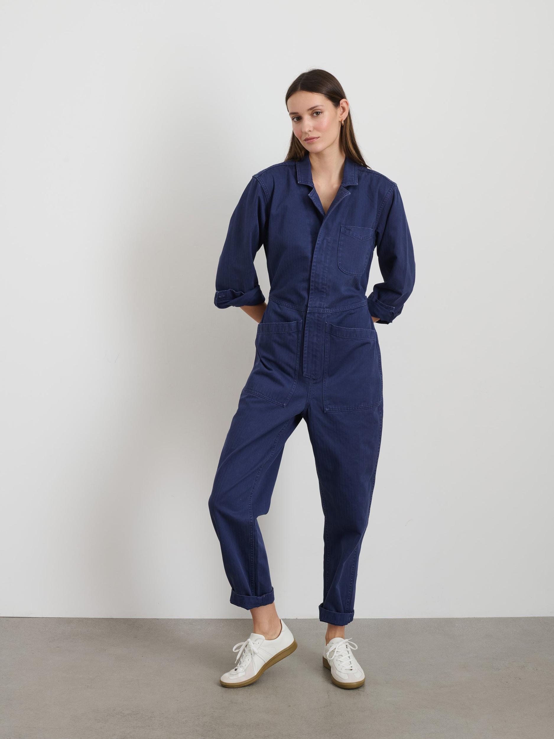 Standard Zip Jumpsuit in Herringbone Product Image