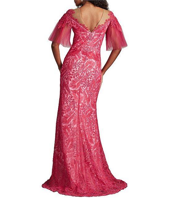 Tadashi Shoji Embroidered Sweetheart Neck Short Sleeve Mermaid Gown Product Image