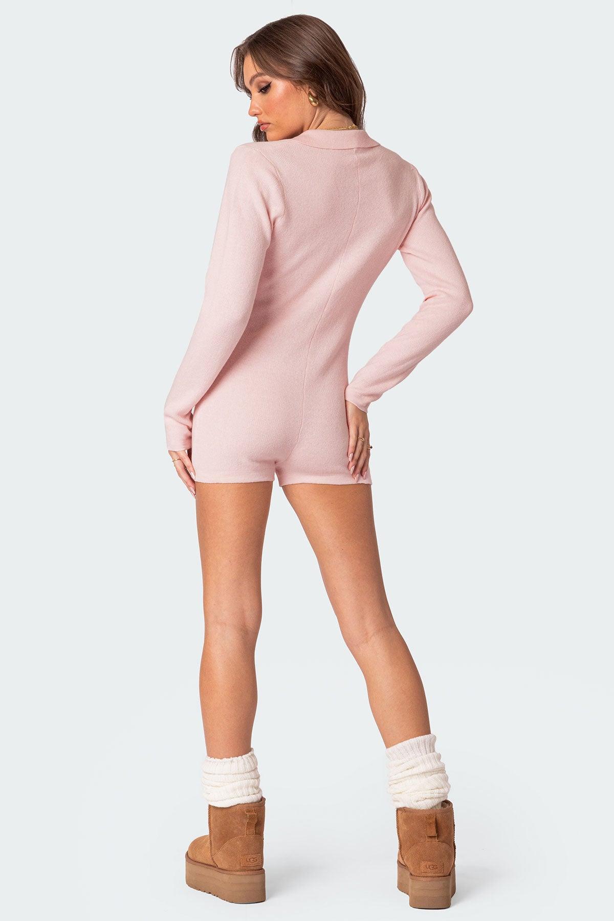 Lillian Button Front Knit Romper Product Image