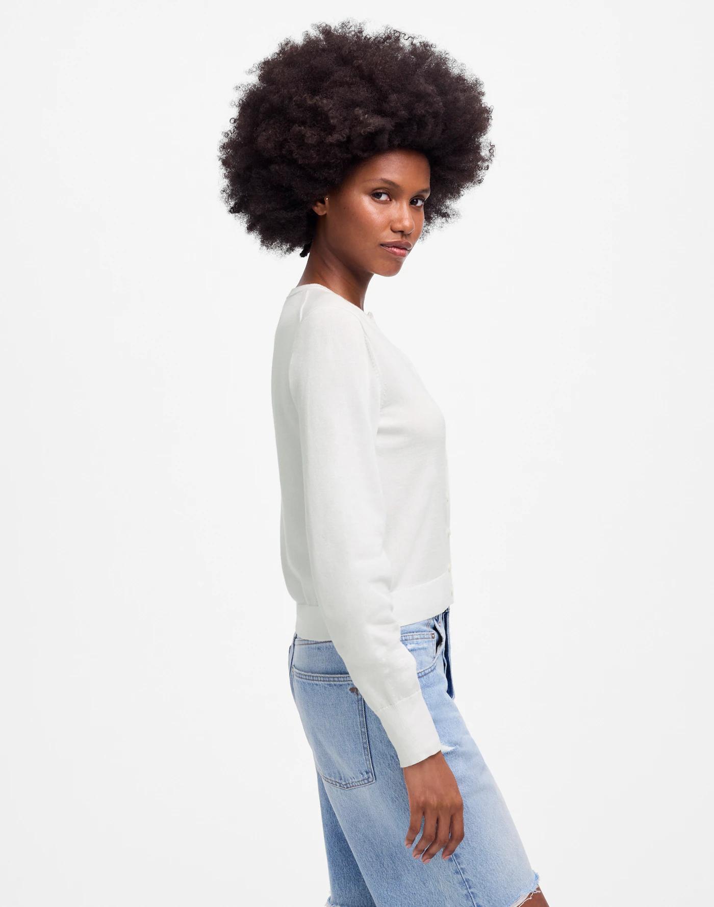 Cotton Crewneck Cardigan Product Image